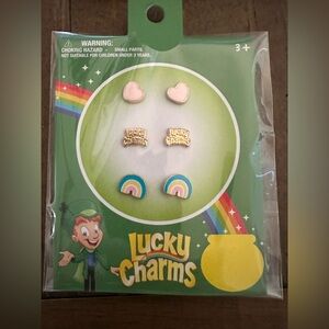 Lucky charms earrings rainbows hearts stud earrings new 3 pack earrings